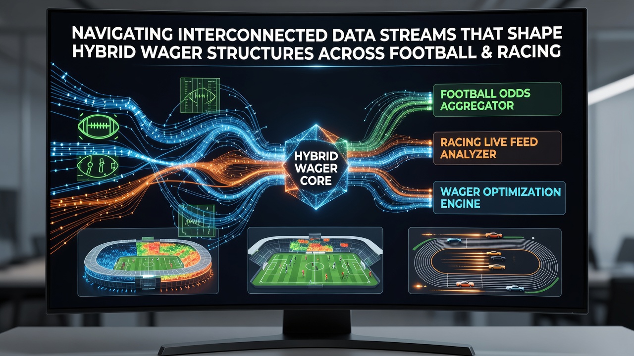 Diagram showing data integration points between football analytics, racing timing systems, and table game probability engines